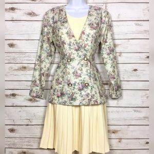 Vintage Dawn Joy 2 Piece Dress with Pleated Skirt 1980 Fashion